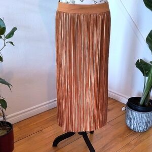 Dex Elegant Gold Pleated Maxi Skirt